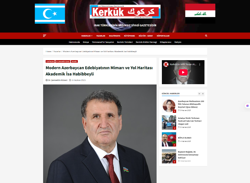 “Kərkük” qəzetində akademik İsa Həbibbəyliyə həsr olunmuş məqalə dərc edilib