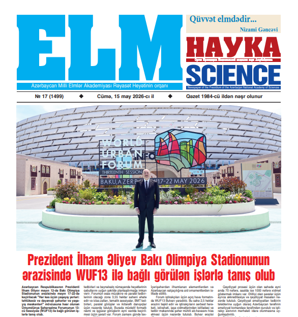 “Elm” qəzetinin növbəti nömrəsi işıq üzü görüb