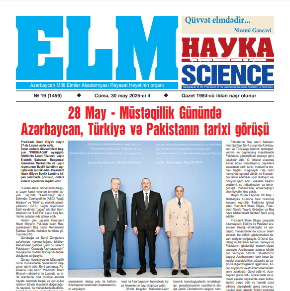 “Elm” qəzetinin növbəti sayı işıq üzü görüb