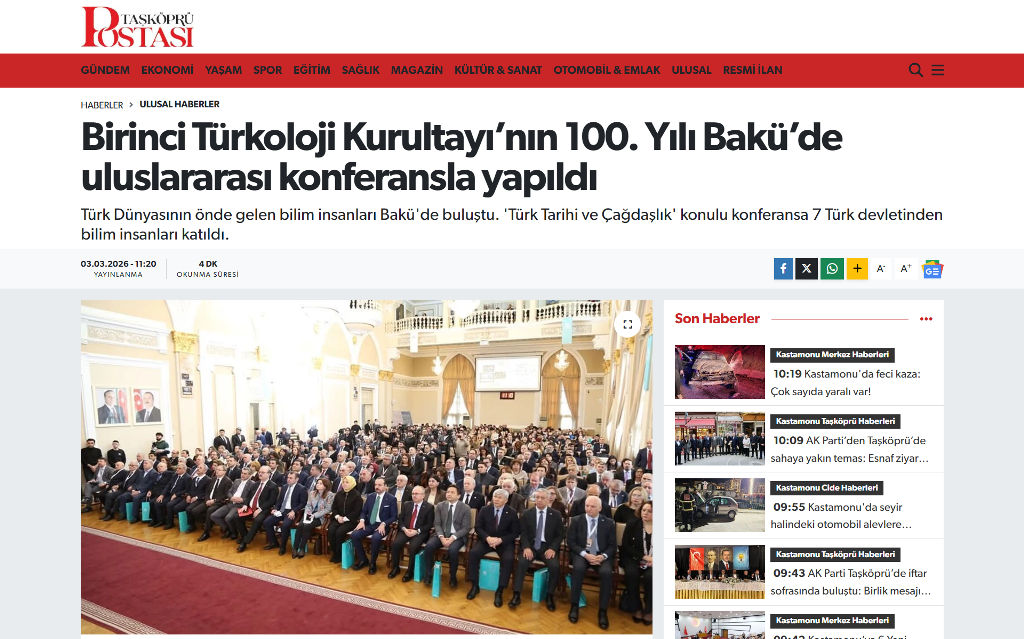 International Conference on the 100th Anniversary of the First Turkological Congress Covered by Turkic World Media