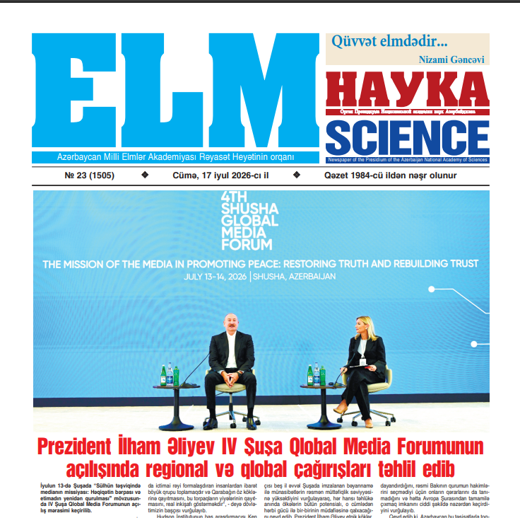 “Elm” qəzetinin növbəti nömrəsi çap edilib