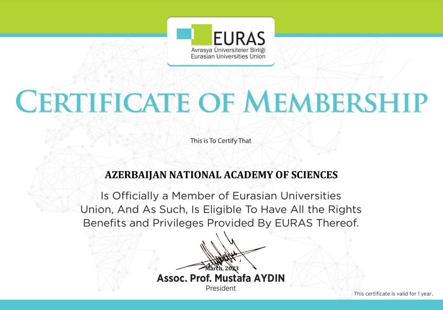 AMEA Avrasiya Universitetlər Birliyinin (EURAS) rəsmi üzvlüyünə qəbul edilib