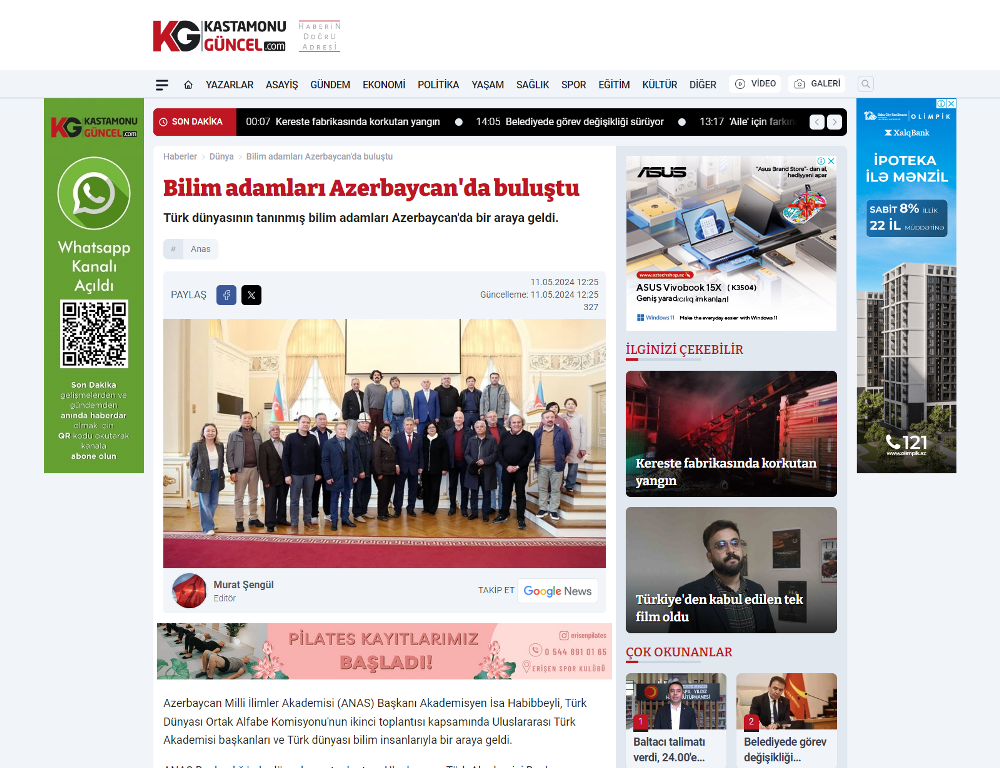 The meeting of academician Isa Habibbeyli with the Turkic world scientists is widely covered in the Turkish media