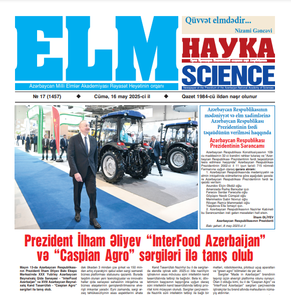 “Elm” qəzetinin növbəti sayı işıq üzü görüb