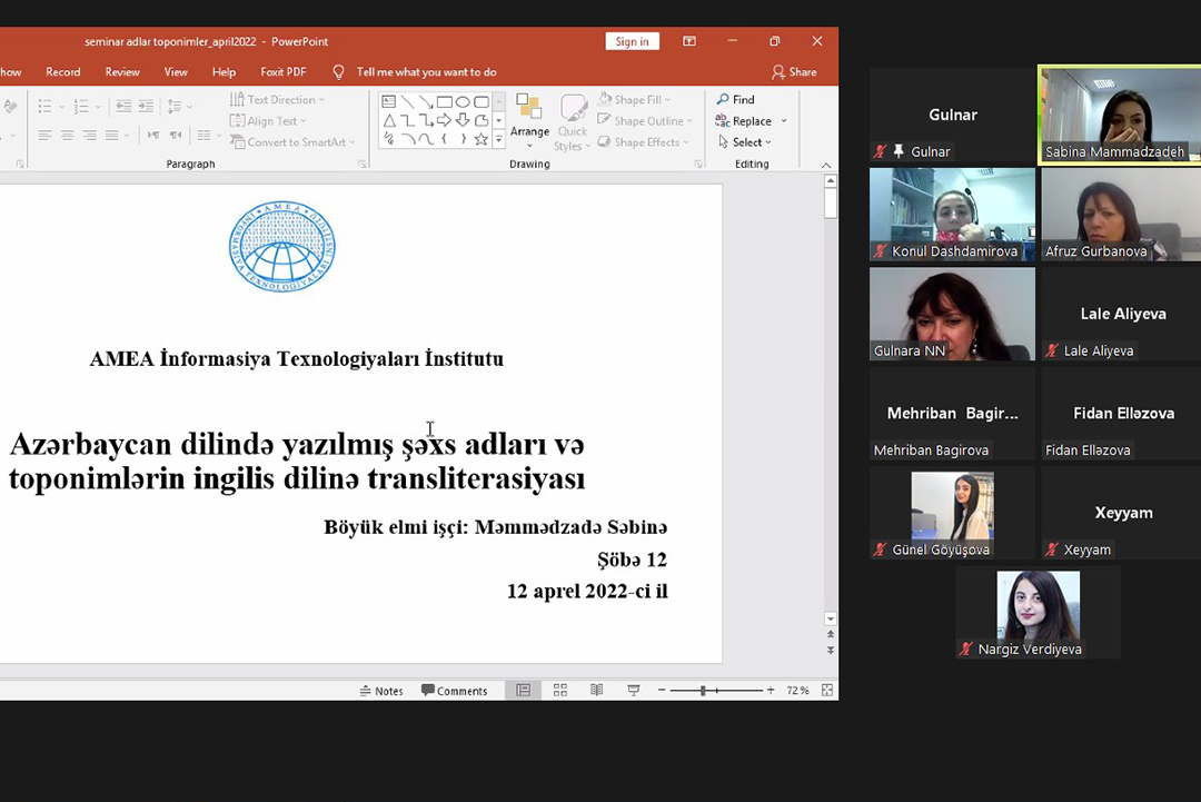 Azərbaycan dilində yazılmış şəxs adları və toponimlərin ingilis dilinə transliterasiyası problemləri tədqiq edilib