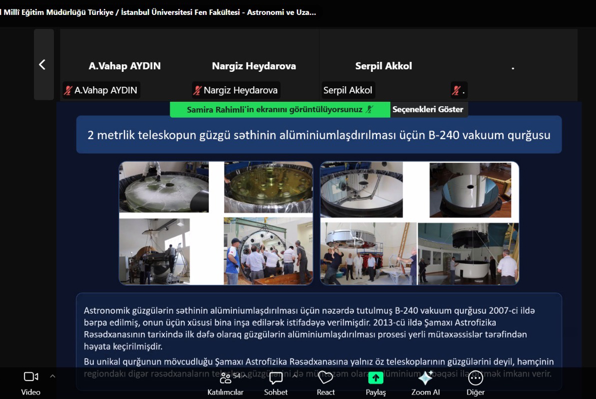 Rəsədxana əməkdaşı Ümumdünya Kosmos Həftəsinə həsr olunmuş beynəlxalq tədbirdə çıxış edib