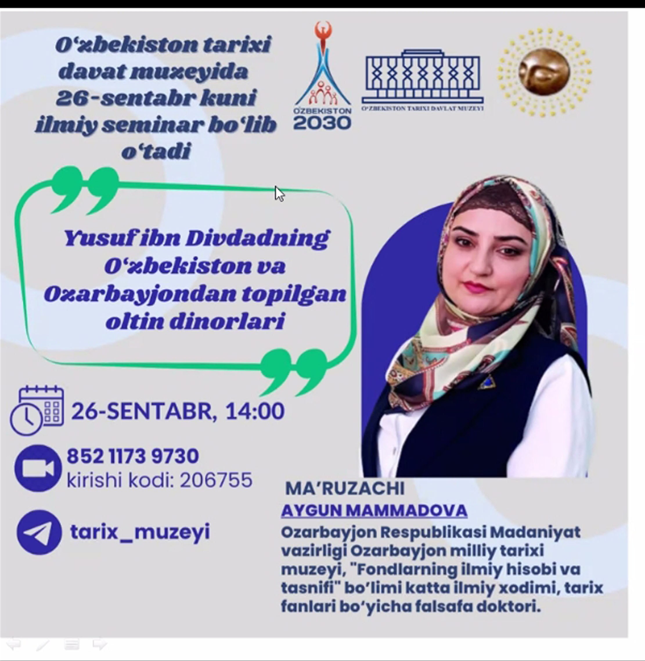 Tarix Muzeyinin əməkdaşı elmi seminarda məruzə edib