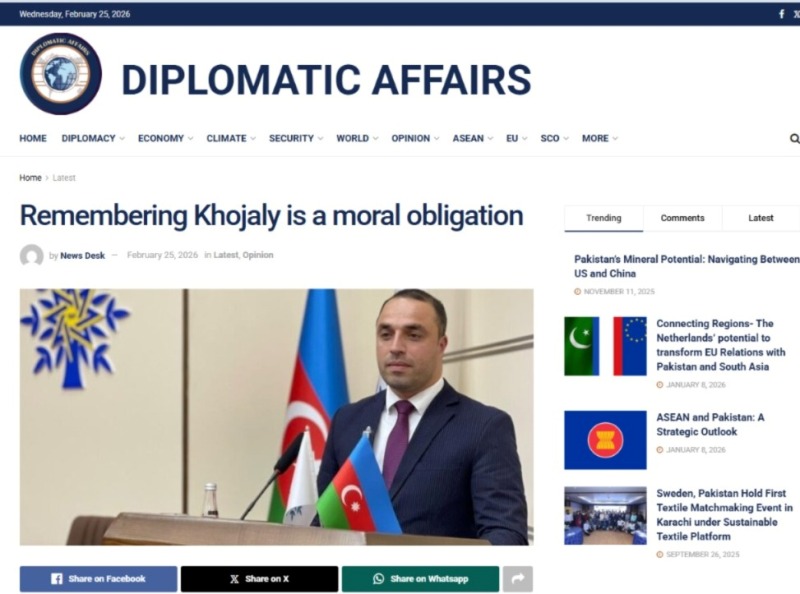 Gənc tədqiqatçının məqaləsi Pakistan mediasında geniş işıqlandırılıb