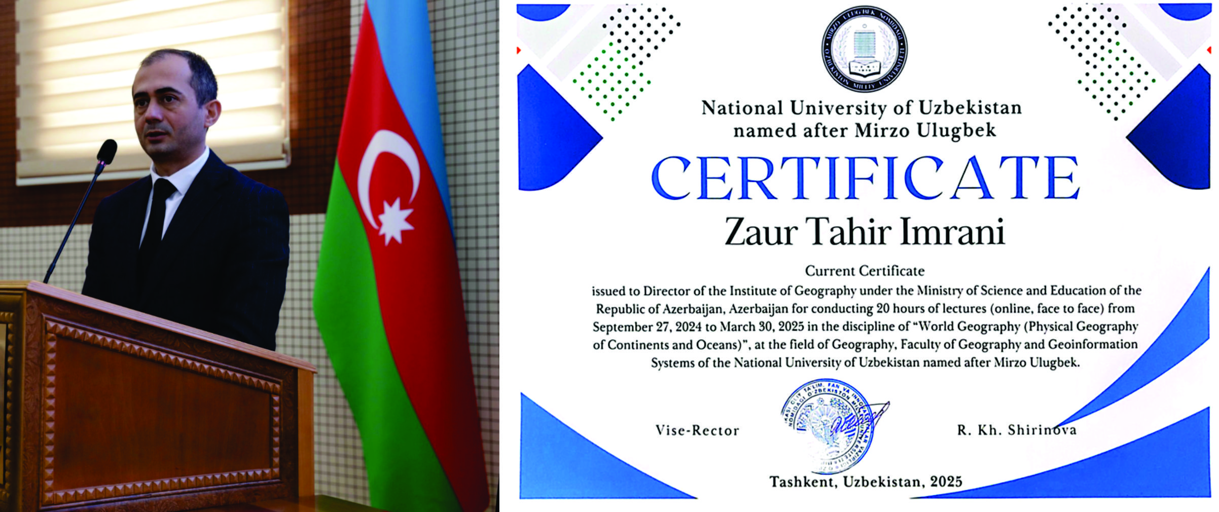 Coğrafiyaçı alimlər Özbəkistan Universitetinin sertifikatına layiq görülüblər