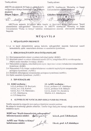 Kataliz və Qeyri-üzvi Kimya İnstitutu ilə Memarlıq və İnşaat Universiteti müqavilə imzalanıb