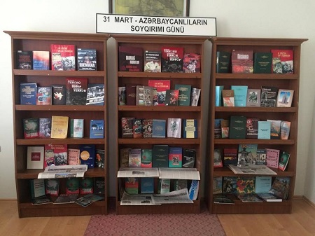 В Центральной научной библиотеке Нахчыванского отделения были выставлены книги, повествующие о жертвах геноцида