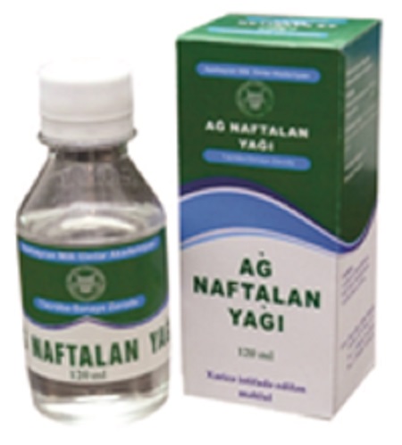 Produced by ANAS "White Naphthalan Oil" registered in Saudi Arabia as a cosmetic product