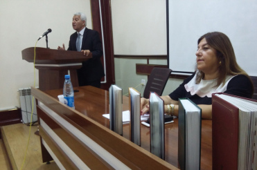 Academician Mukhtar Imanov reports for the students of Baku State University
