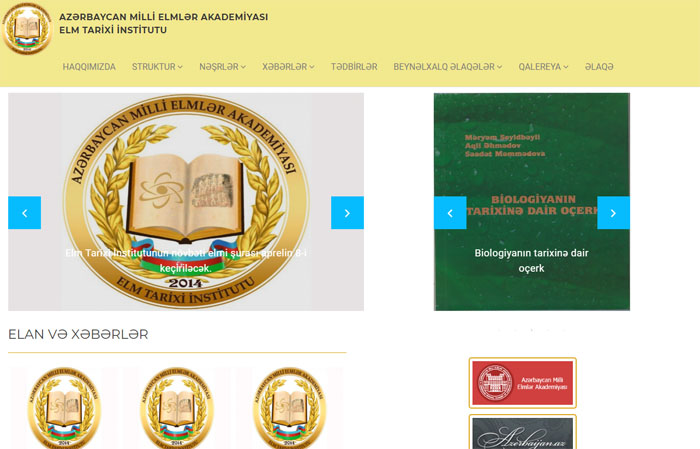 The website of ANAS Institute of the History of Science put in operation