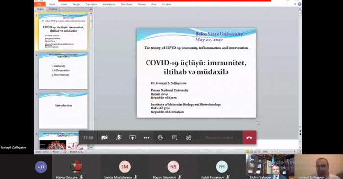 “COVID-19 üçlüyü: immunitet, iltihab və müdaxilə” mövzusunda onlayn ustad dərsi keçirilib