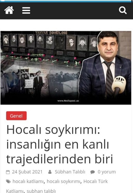 Şərqşünas alimin Xocalı soyqırımı barədə məqaləsi Türkiyə və Qazaxıstanda yayımlanıb