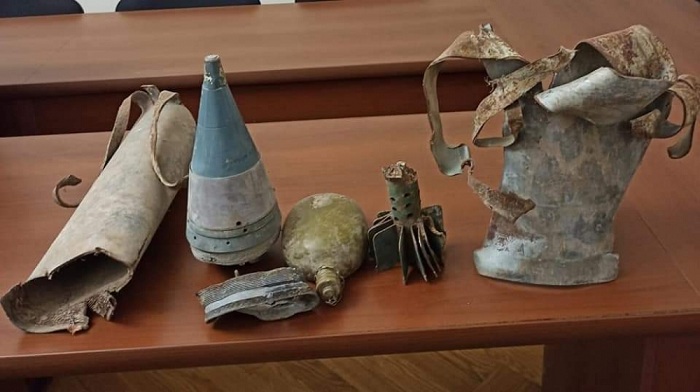 Parts of rocket shells fired at Mahrizli village of Aghdam region were handed over to the History Museum