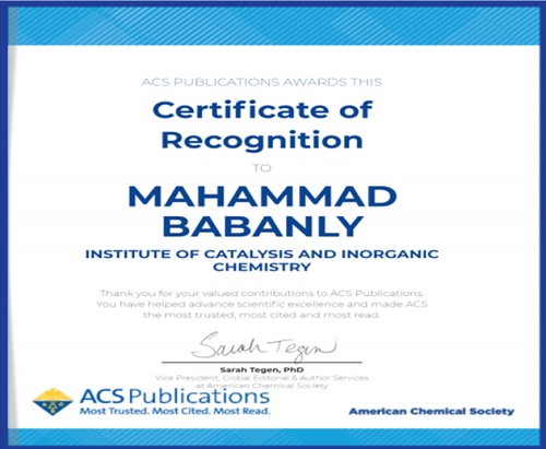Kimyaçı alim Amerika Kimya Cəmiyyətinin sertifikatına layiq görülüb