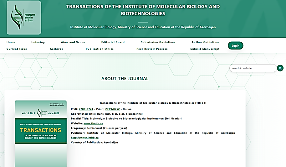 Molekulyar Biologiya İnstitutunun elmi jurnalı SCOPUS beynəlxalq indeksləmə bazasına qəbul olunub