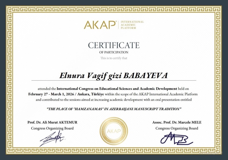 Əlyazmalar İnstitutunun alimi beynəlxalq konqresdə məzurə edib