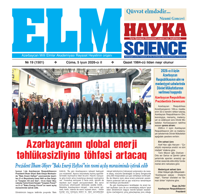 “Elm” qəzetinin növbəti nömrəsi işıq üzü görüb
