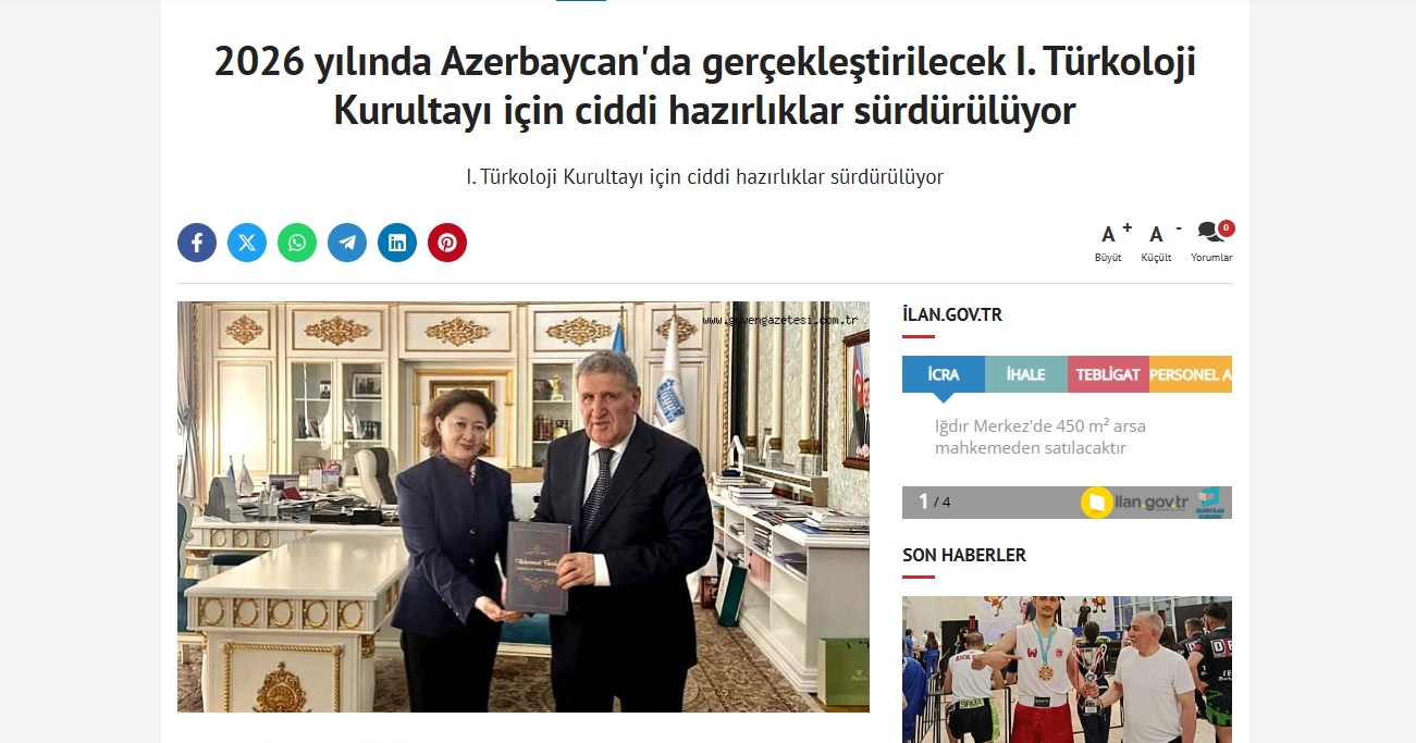 Akademik İsa Həbibbəylinin professor Aktotı Raimkulova ilə görüşünə Türkiyə mediası geniş yer verib