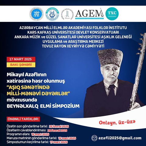 “Aşıq sənətində milli-mənəvi dəyərlər” mövzusunda beynəlxalq elmi simpozium keçiriləcək