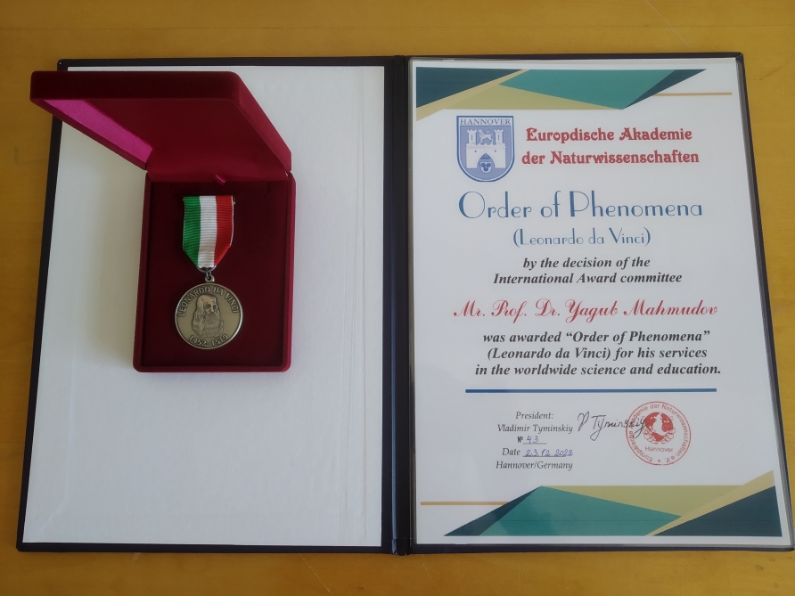 Ягуб Махмудов удостоен международной награды «Ученый года в Европе»