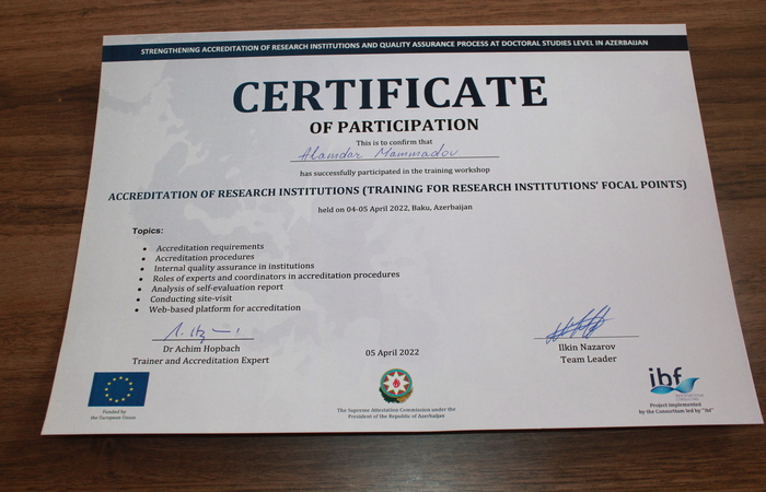 Executive director of the Institute of Molecular Biology and Biotechnologies (İMBB) attended the training on accreditation of scientific research institutions