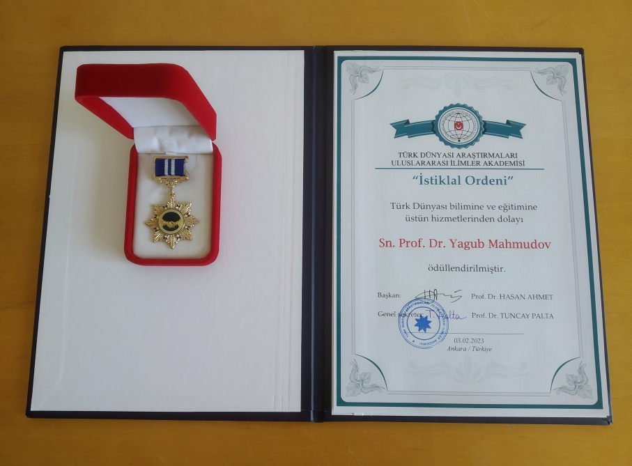 Akademik Yaqub Mahmudov “Türk dünyasında ilin adamı” beynəlxalq mükafatına layiq görülüb