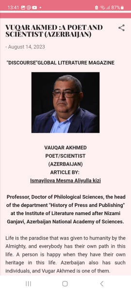 Professor Vüqar Əhməd xarici mətbuatda