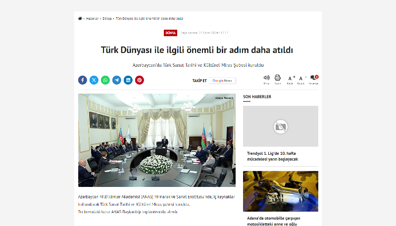 The decision of the Presidium of ANAS was met with interest in the Turkic world