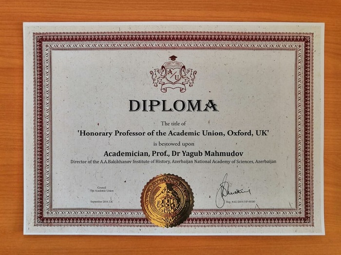 Akademik Yaqub Mahmudov Oksford Akademik Birliyinin fəxri professoru adına layiq görülüb